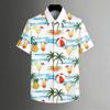 Men's Summer Fashion Short Sleeve Lapel Shirt Fun Pattern Sunset Coconut Tree 3D Printed Shirt Beach Beach Clothes Casual Tops