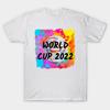 Men Black Print T-shirt World Cup Qatar 2022 No-Cut Transfer Paper Print Cotton Tshirt