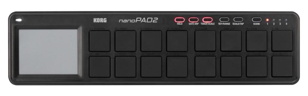 KORG Classic USB MIDI Controller nanoPAD2 BK Black Velocity Compatible 16 Pads Music Production DTM Compact Design Ideal for Carrying Includes