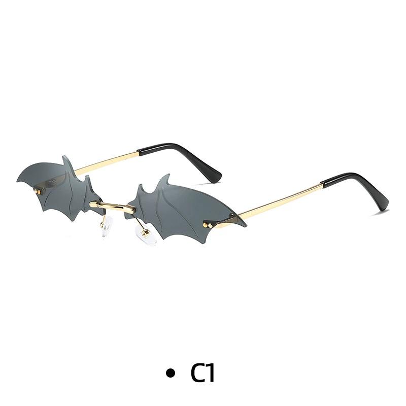 Small Cat Eye Sunglasses Women Brand New Rimless Punk Sun Glasses Bat Shape Unique Eyeglasses Men UV400 Lentes  Mujer