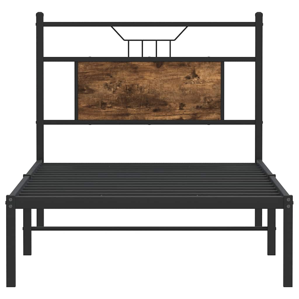 Bed Frame without Mattress Smoked Oak Finish 75 x 190 cm Wood Based Material