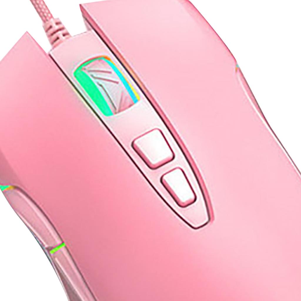 Wired Mouse Pink Ergonomic Design RGB Backlit Motion Detection 5.9ft Cable Gaming Mouse for Gaming Office Study