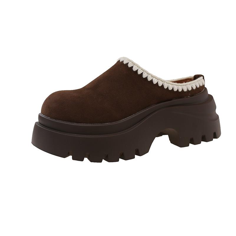 Muffin thick-soled heightening Boken shoes bag head half slippers women's 2025 autumn new wear one-pedal Boken slippers