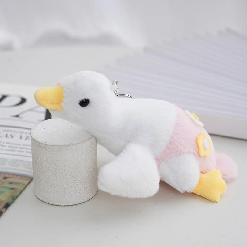 Non-Toxic Cute Flower Goose Pendant Cartoon Plush Toy Big White Goose Doll Bag Pendant Doll Keychain