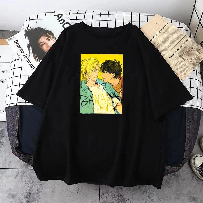 BL Japonské Anime Banánové Ryby Dámské Tričko Kreslený Chlapecká láska Unisexga Topy Unisex Ležérní Móda Streetwear Unisex Pár Oblečení