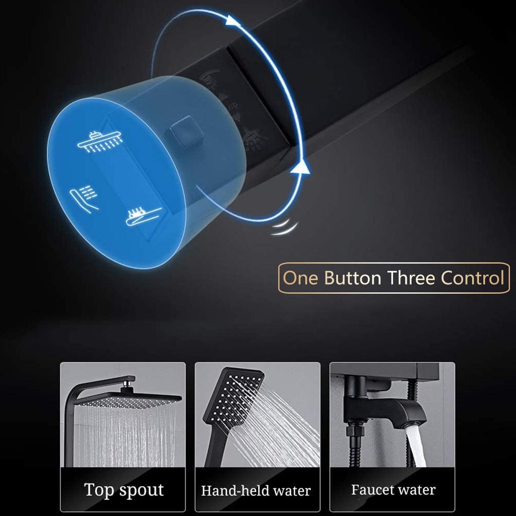 3-way Shower Mixer Tap Bathtub Shower Mixer Bathroom Shower Faucet Matte Black Wall Mount Rainfall Shower Mixer Tap Kit New