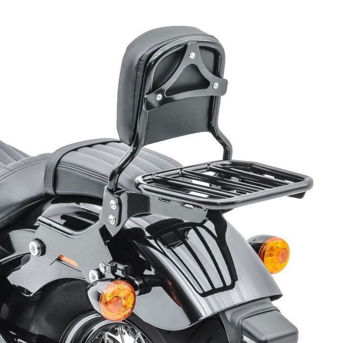 Sissy Bar compatible avec Harley Davidson Softail 18-25 Craftride R1 detachable noir + Porte Bagages p. Sissy Bar