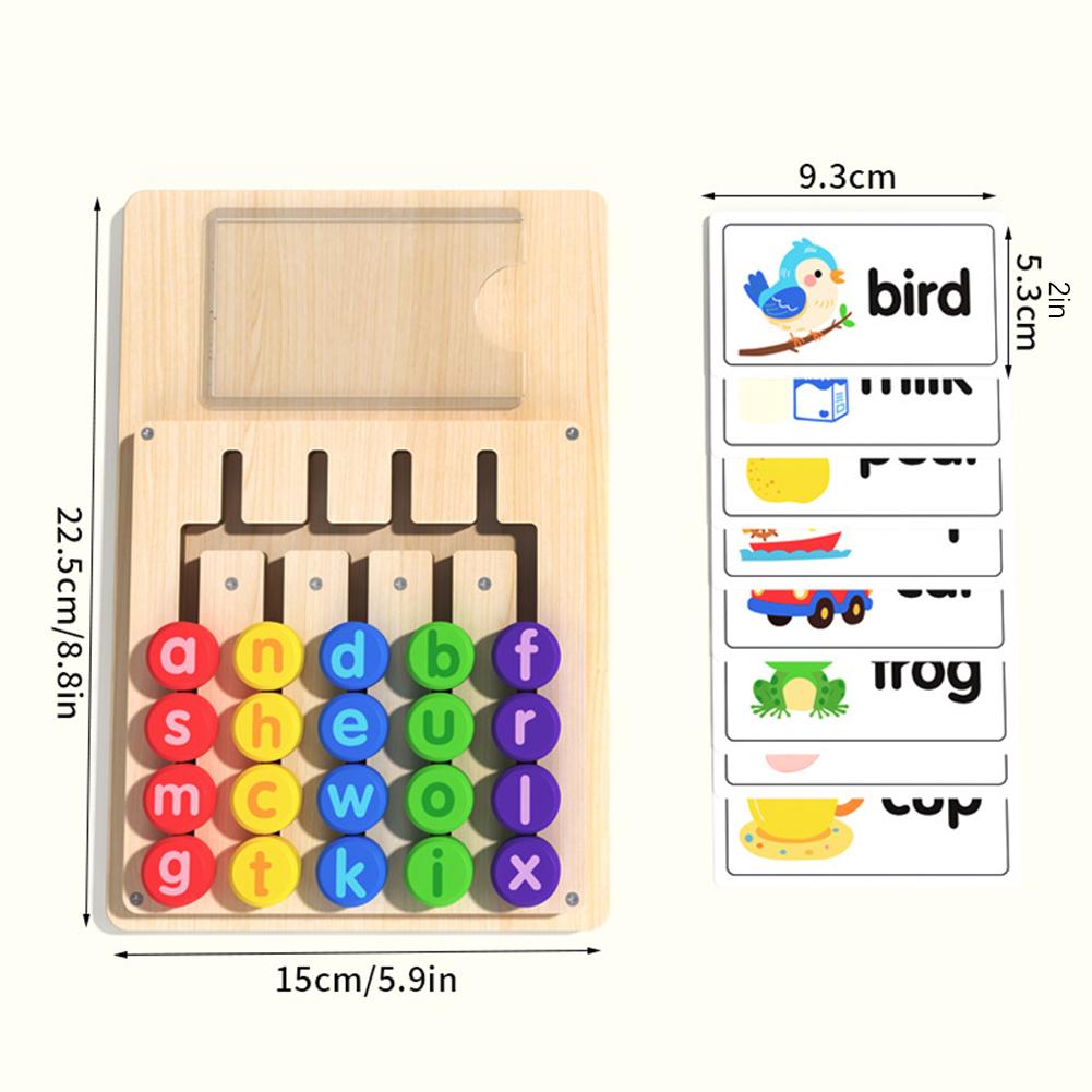 Wooden Word Spelling Games With Word Flash Card Montessori Educational Learning Toys Present For Preschool Kindergarten