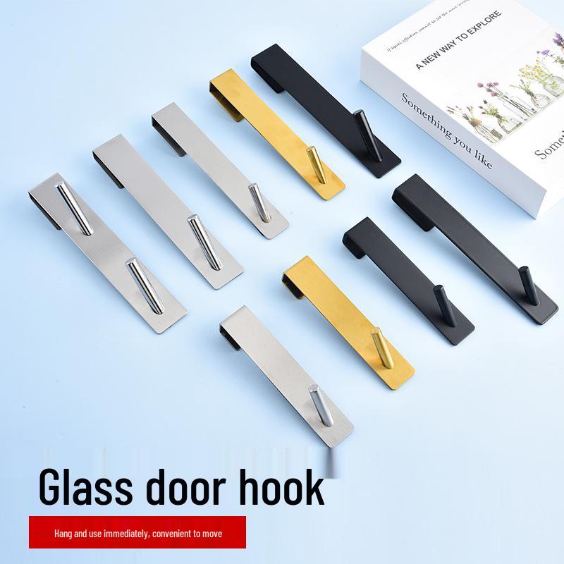 I lager Rostfritt Stål Dubbelkrok för Badrumshanddukar och Kläder, Ingen borrning krävs