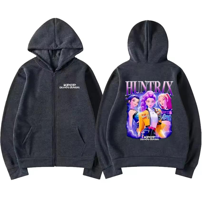 Kpop Dämonenjäger Film Grafik Hoodie Herren Damen Mode Mantel Hip Hop Bedruckt Alltagstauglich Bequem Reißverschluss-Hoodie