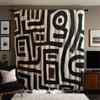 Piece Set High Definition Digital Printed Curtainblack White Geometric Abstract Pattern Curtainhome Decoration Curtain Polyester With Rod Pocket