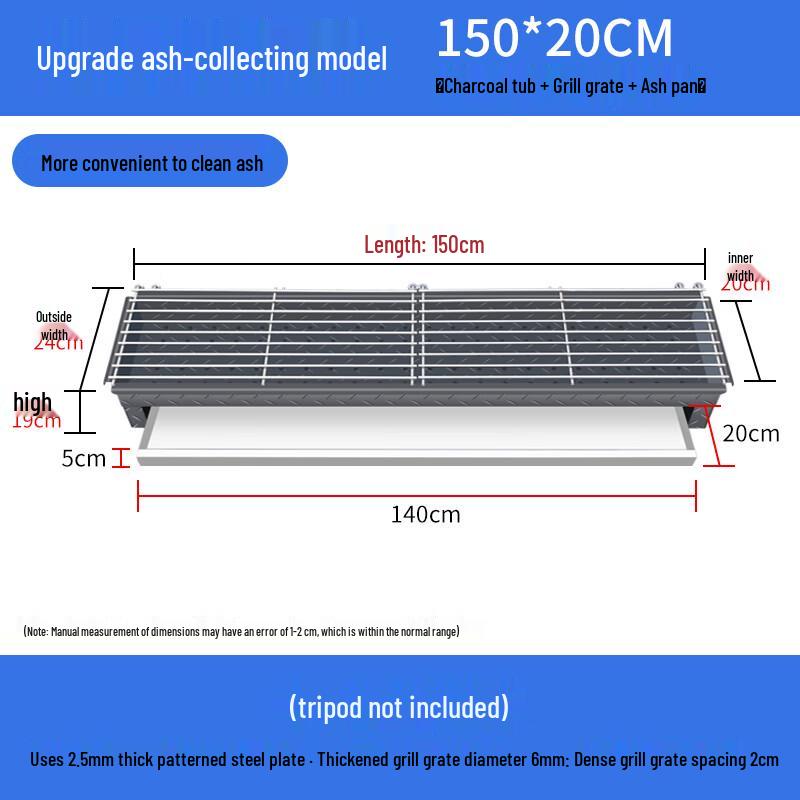 Lantuan Commercial Charcoal BBQ Grill with Drawer
