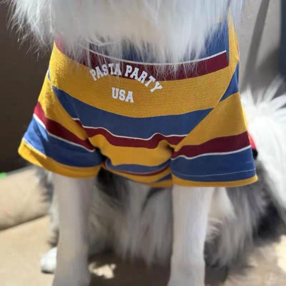 Comfortable Dog Stripes Vest Large Size Dog Short Sleeve Pet Summer T-Shirt  Beach Travel