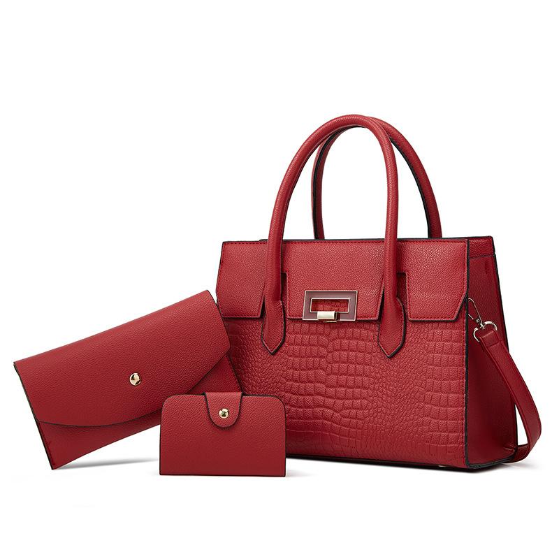 Bag Women S Mother Multi-Piece Fashion Women S Bag Popular Embossed Women S Shoulder Bag Portable Tote Bag красный