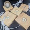 Round Crystal LED Night Light with Aromatherapy Wooden Base