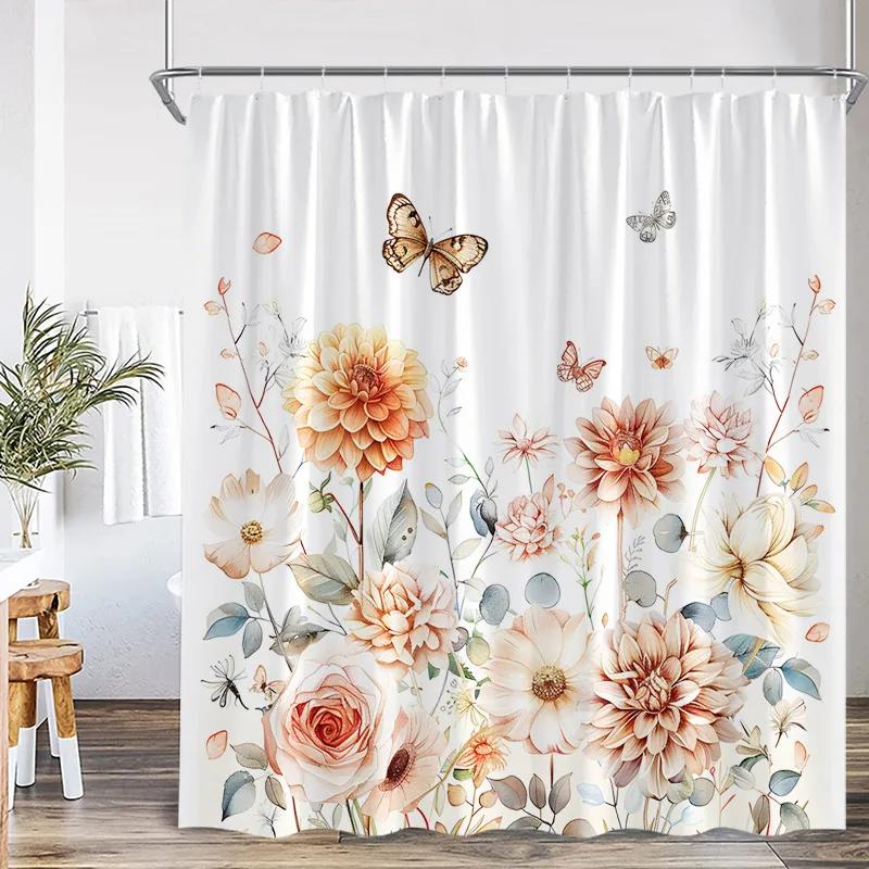 

VIKAMA Blue Leaf Shower Curtain Watercolor Plants - Modern and Simple Home Decor for Bathroom - Bath Curtain 90X180C(3X5.9FT)