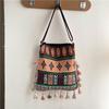 Ethnic Pattern Handheld Tote For Women With Special Fabric And Mobile Pocket For Street Fashion