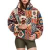 Womens Hooded Fleece Sweatshirt With Pet Pocket Loose Plus Size Winter Warm Casual Top