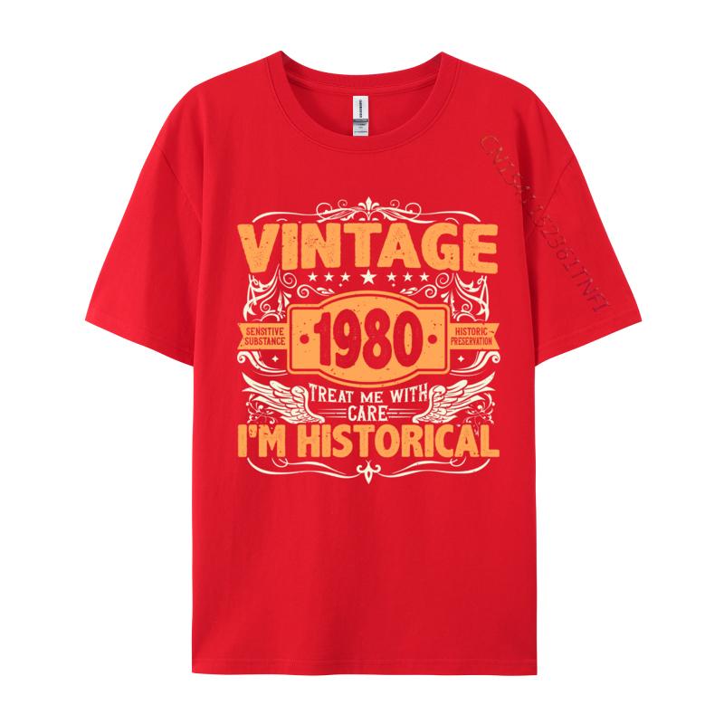 Slim Fit Tshirts 1980 Birthday Vintage 1980 Born In 1980 Made In 1980 T-shirts Normal Design Plain Cotton Mens Tops Tees