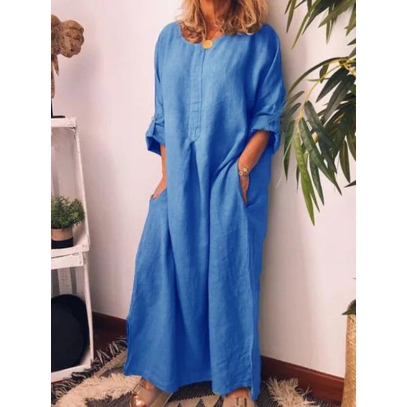 Women's cotton and linen loose dress