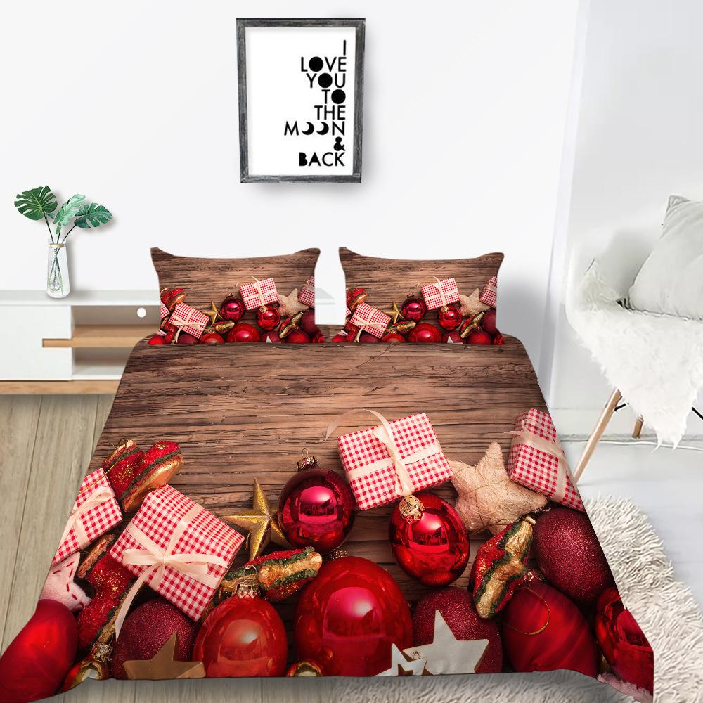 Christmas Gift Quilt Cover Pillowcase Two Or Three Piece Set 3D Digital Printing Polyester