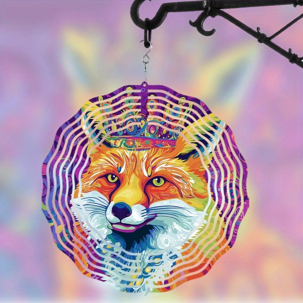 Fox Wind Spinner Metal Garden Decor with Rotating Hook for Patio Yard Outdoor Decoration No Power Needed Wind Chime