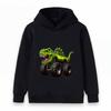 Kids Boys Girls Pullover Hoodie Cool Dinosaur Monster Truck Print Casual Long Sleeve Hooded Sweatshirt for Toddlers