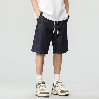 New Summer Products, Primary Color Wash Cotton Loose Straight Five-point Denim 5-point Shorts Men