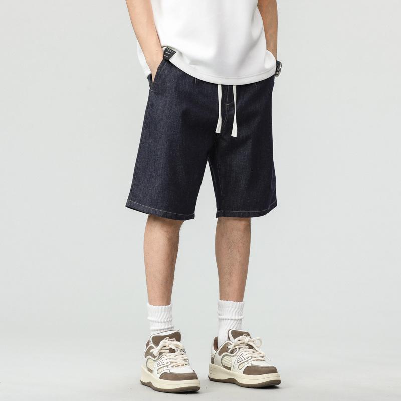New Summer Products, Primary Color Wash Cotton Loose Straight Five-point Denim 5-point Shorts Men