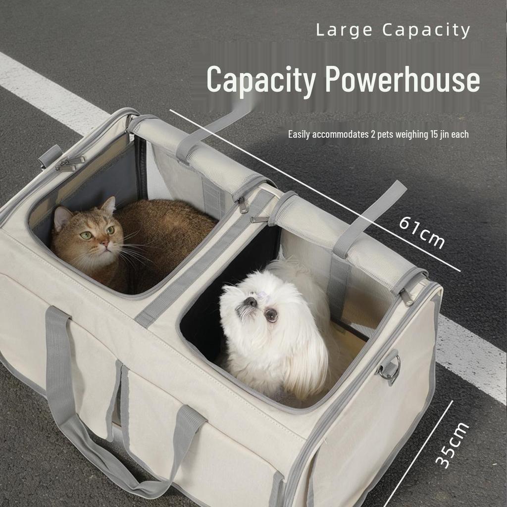 Large Capacity Rolling Pet Carrier for Two Cats or Dogs - Travel Handbag or Suitcase