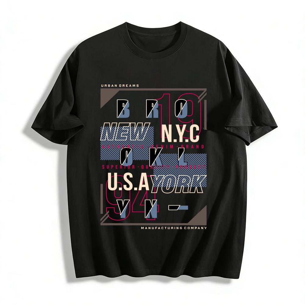 Brooklyn NYC Retro Print Casual Denim Style Tee Top Pure cotton T-shirt XXS