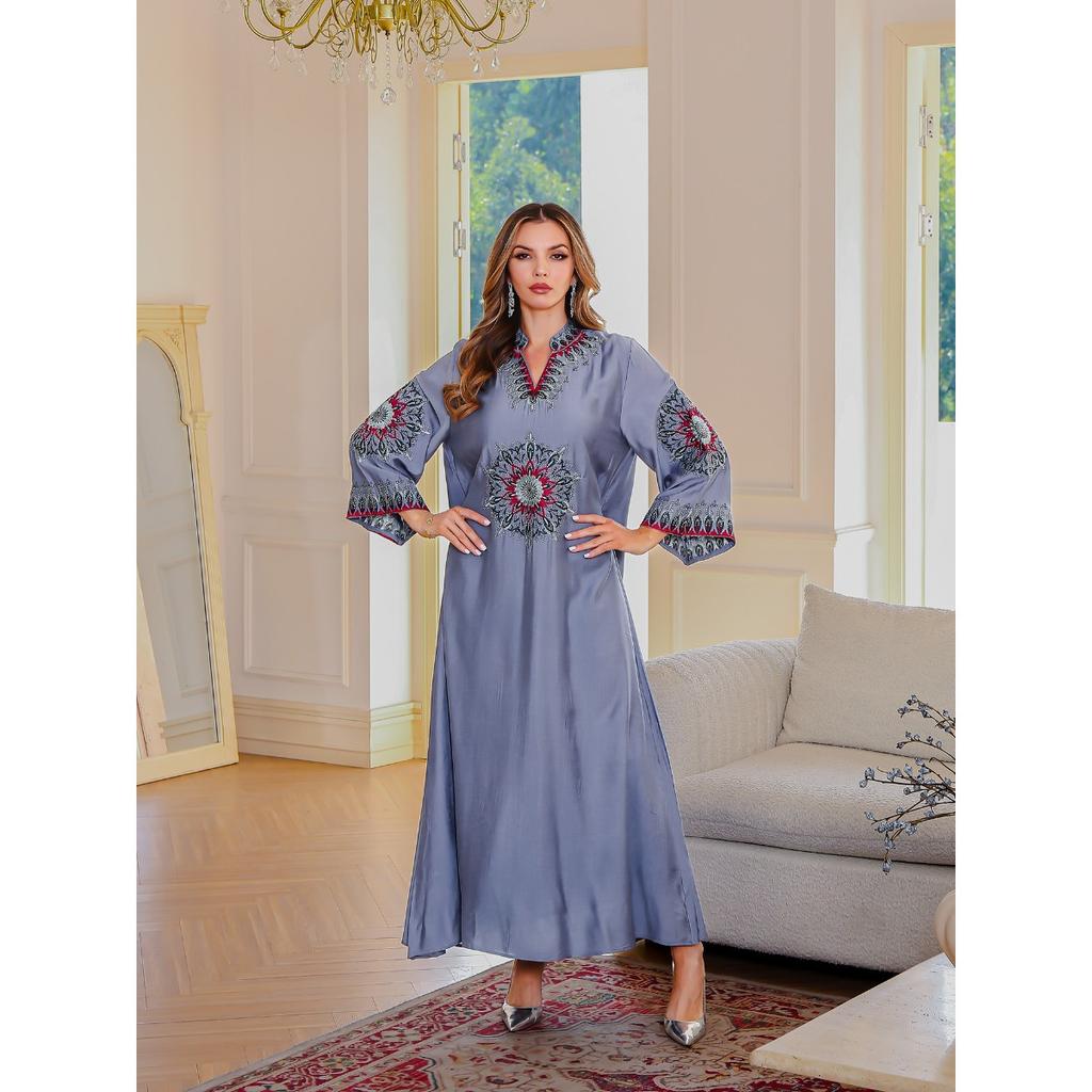 New Arrival Breathable Embroidered Maxi Dress, Casual Loose Luxury Long Dress, Wholesale