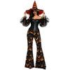 Halloween Pumpkin Witch Dark Witch Costume Set Off-Shoulder Mesh Sleeves Shapewear Pumpkin Trumpet Pants