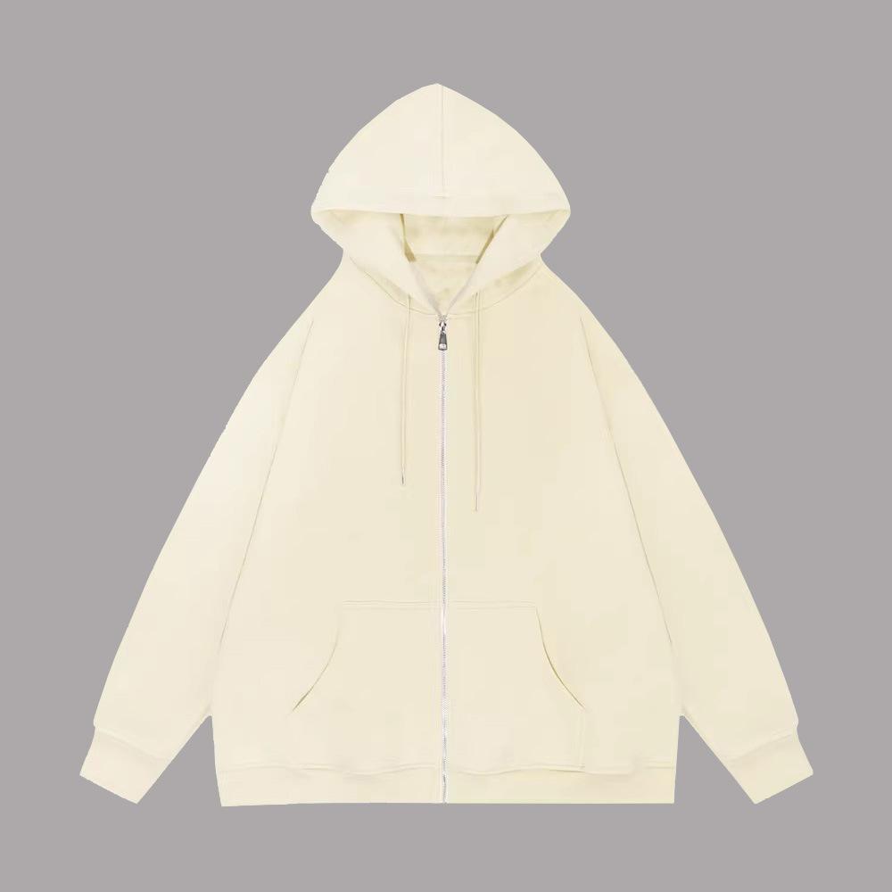 Light Pink Sweater Men'S And Women'S Full Zipper Hoodie