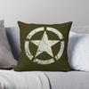 US Army White Star Emblem Pillowcase Polyester Linen Velvet Creative Zip Decor Pillow Case Car Cushion Cover 18"