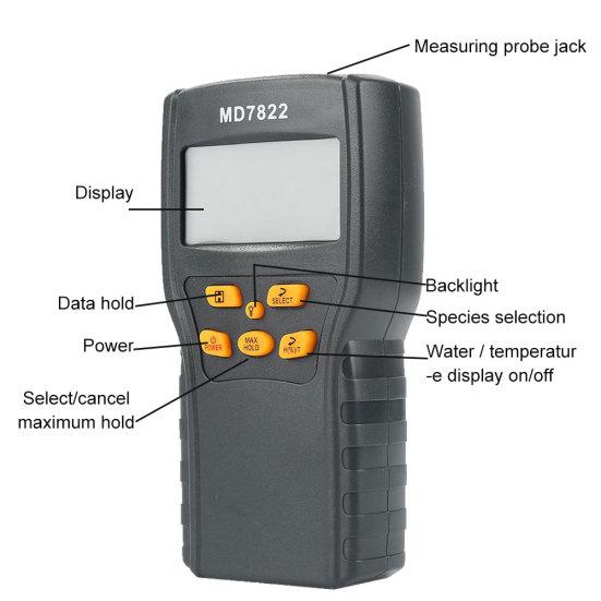 MD7822 Digitales Getreide-Mais-Reis-Feuchtigkeits-Temperaturmessgerät LCD-Feuchtigkeitstester