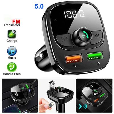 Transmissor FM sem fio Bluetooth para carro, rádio viva-voz, adaptador de carregador USB duplo, display digital LED, modulador FM sem fio auxiliar