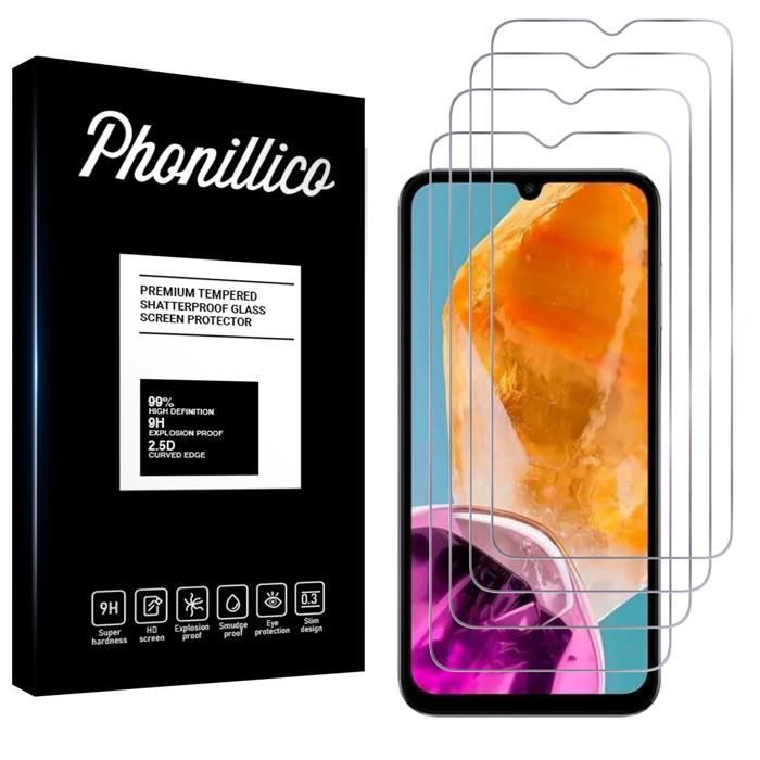 Screen Protector Film - Phonillico - Samsung Galaxy M15 5G - Pack of 4 - Tempered Glass - Scratch Resistant