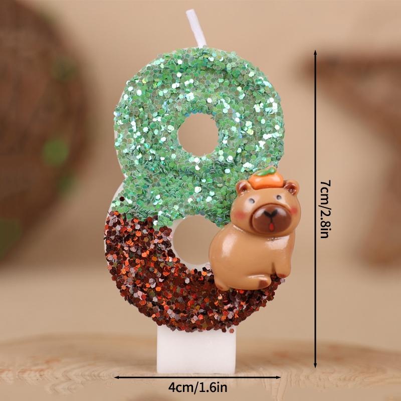 Kawaii Digital Candle Capybara Candle 0-9 Number Birthday Cake Topper Decoration Kapibala Cake Insert for Birthday Baby Shower