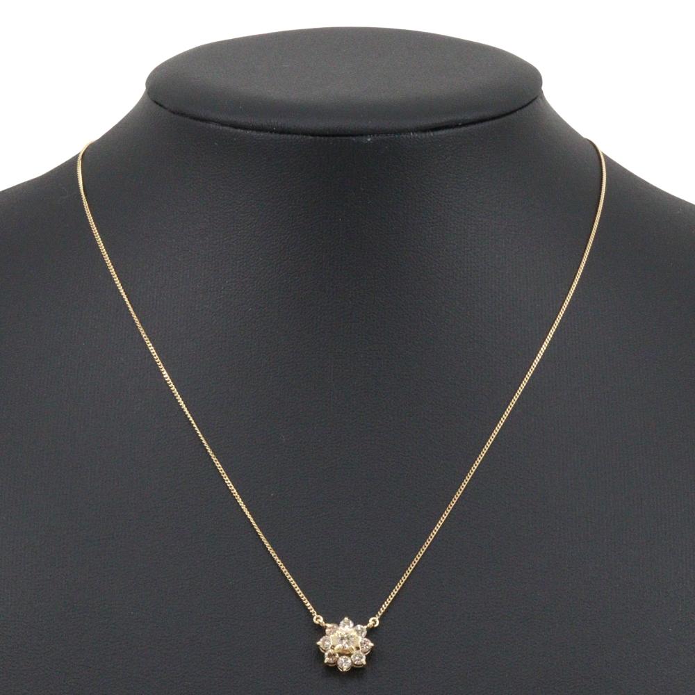 Necklace K18 Yellow Gold/diamond 2.5g Women Used