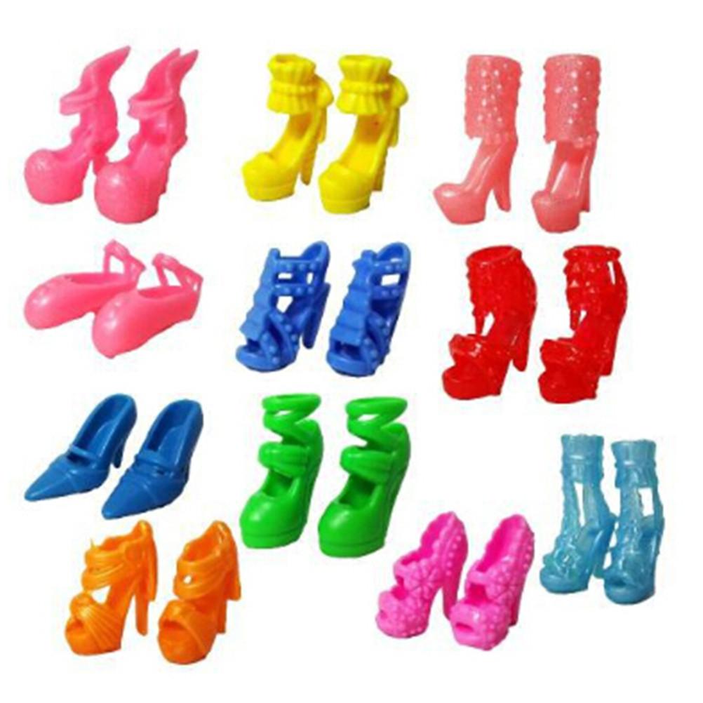 10x Handgemachtes Kleid Puppenkleidung + 10x Schuhe High Heels Für Puppe Kinderspielzeug