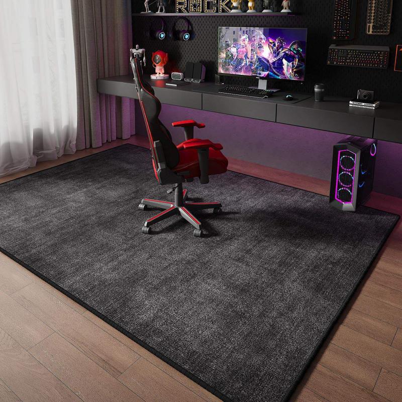 Minimalist Grey Ink Splatter Text Area Mat Anti Slip Washable Rug For Gaming Room Bedroom Man Cave Boys Trendy Home Decor