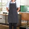 Adjustable Adult Black Stripe Bib Apron With 2 Pockets Chef Waiter Kitchen Cook