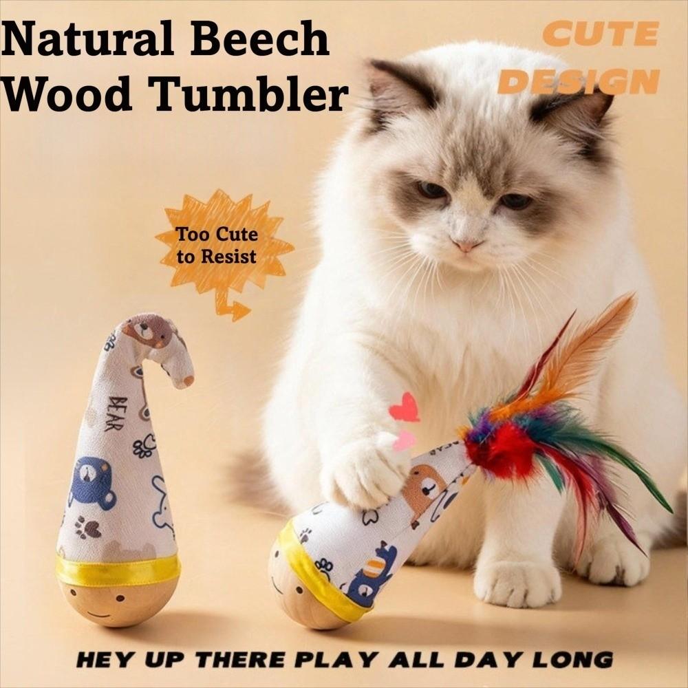 Wear-Resistant Cat Tumbler Wobbler Cartoon Pattern Wobble Ball Interactive Cat Toy  for Kitten Play