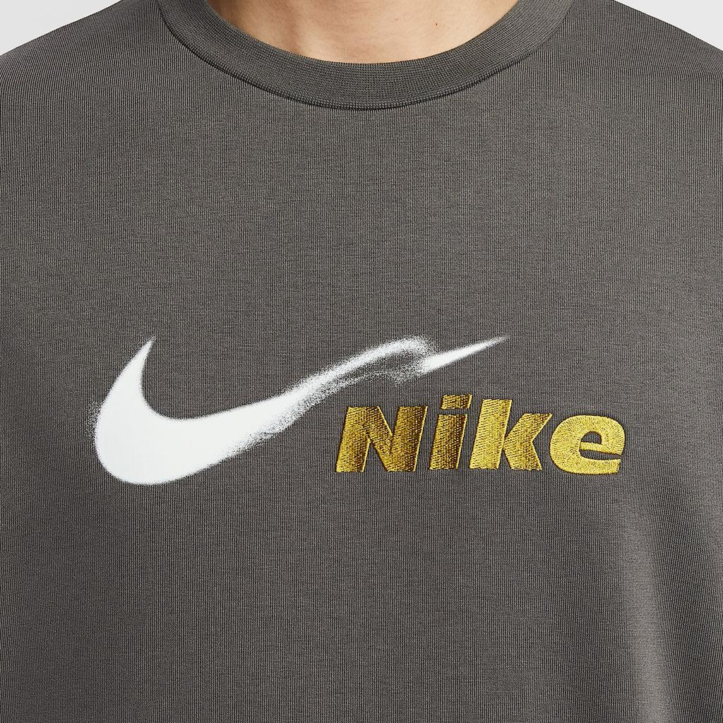 Nike Dri-Fit Moisture-Wicking Fleece Loose Long Sleeve Hoodie Men hoodies Medium-Gray Summit-White Desert-Moss HV4880-299