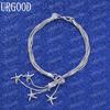 925 Sterling Silver Five Solid Starfish Chain Bracelet Fashion Wedding Jewelry