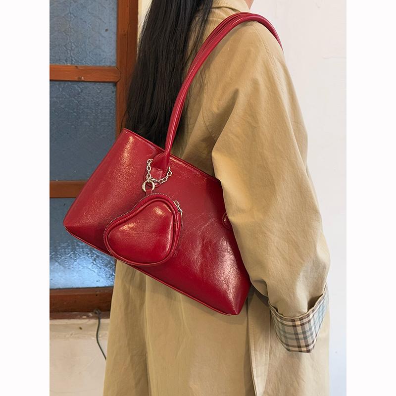Korean Niche High-end Long-handled Shoulder Armpit Bag, New Large-capacity Love Earphone Bag, Commuter Tote Bag.