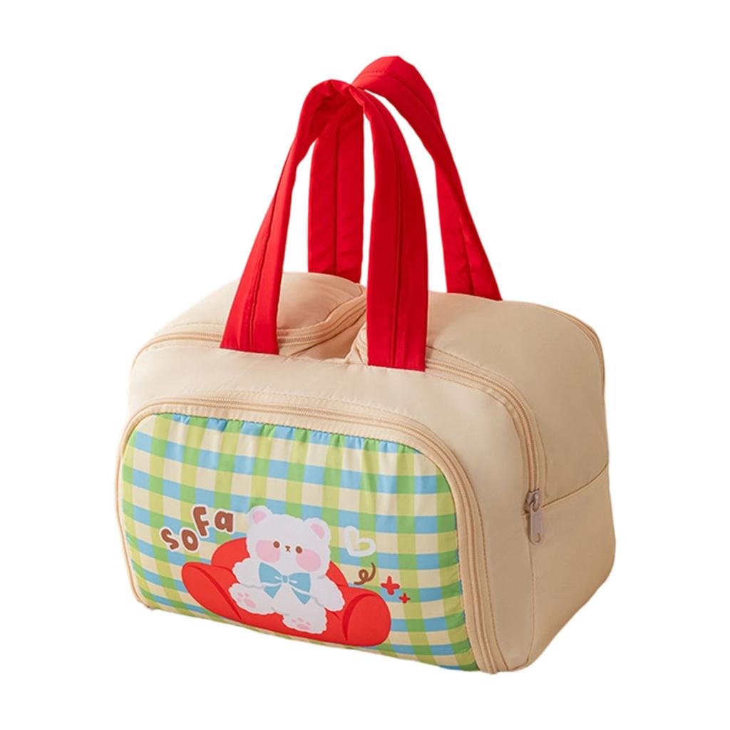Spacious Multi Compartment Makeup Organizers With Cute Handle Durable Polyester Travel Cosmetic Case For Daily Use
