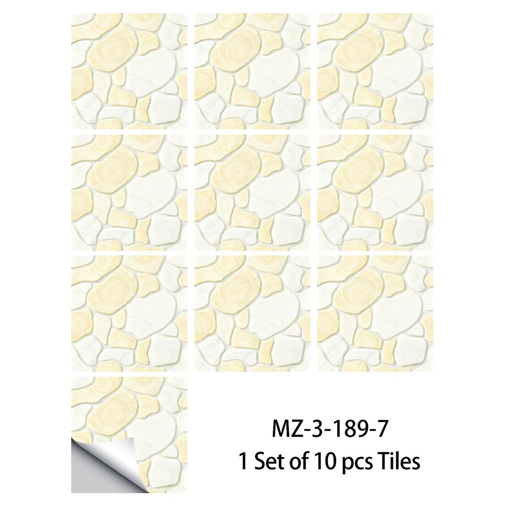 10Pcs  Cobblestone Tile Stickers - Modern Irregular Pebble Design Wall Decals - Waterproof Self-Adhesive PVC Mural for Kitchen Bathroom DIY Decor