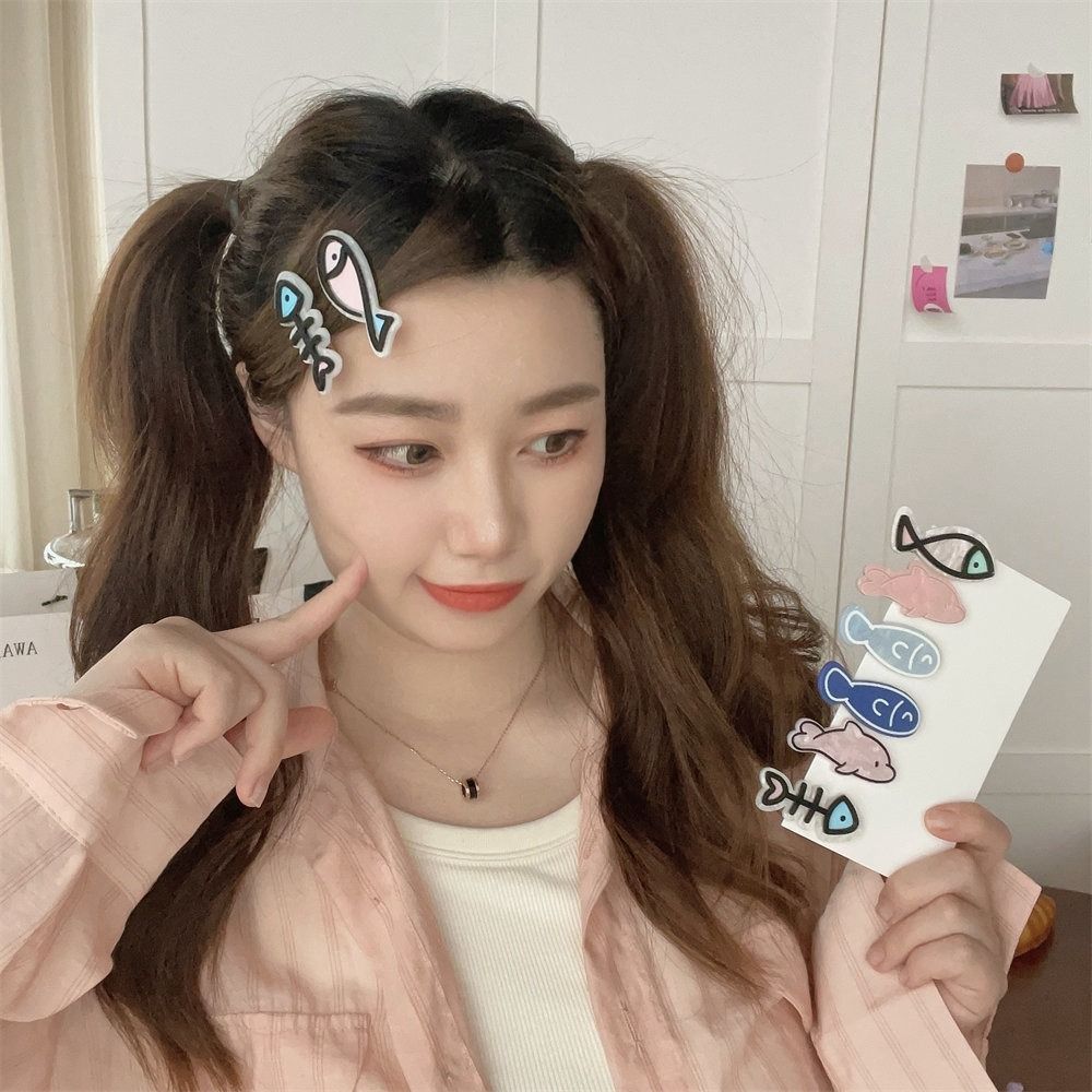 Y2k Fish Bone Hairpin Cartoon Dolphin Barrettes Sweet Animal Hair Clip  Girls
